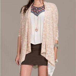 Flying Tomato Beige & Ivory Lace Open Cardigan